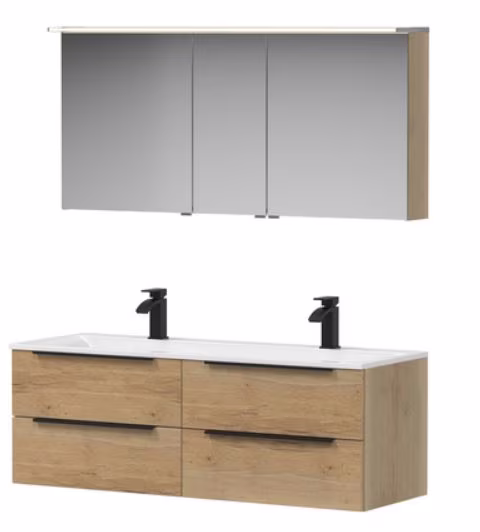Puris Star Line Badmöbel Set mit Doppelwaschtisch - 140 cm