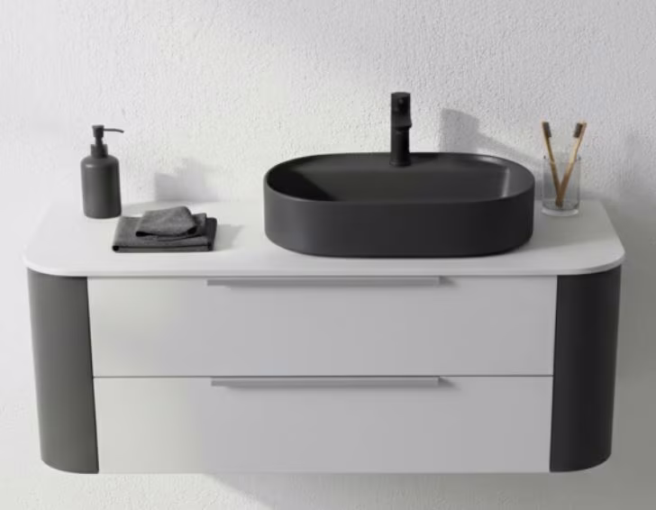 Puris Veluna Badmöbelset mit Keramikaufsatzwaschtisch - 130 cm - Ansicht 10