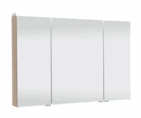 Spiegelschrank 90 cm S2A439078, 3 Doppelspiegeltüren, 2 Mittelwände, 6 Glasfachböden, 1 Schalter-Steckdosen-Element, 1 LED-Flächenleuchte, 13,6 Watt / Converter 30 Watt, Energieeffizienzklasse: A, B/H/T: 90x66x15 cm