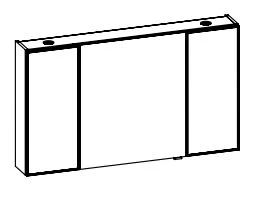 SENR00912 - Spiegelschrank mit 2 Vitrinentüren rechts und links mit Rauchglas in schwarz, inkl. 2 LED Spots - Maße: 70,3x120x17 cm
