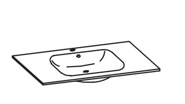 980.991041 Keramikwaschtisch Weiß / Breite 100 cm / Höhe 2,5 cm / Tiefe 46 cm