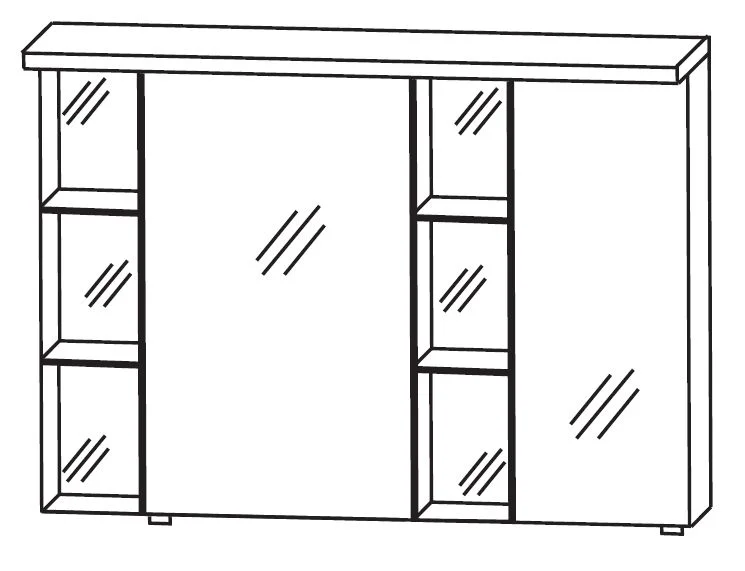Puris Linea Spiegelschrank 100 cm S2A42R1S1 Serie A - Ansicht 2