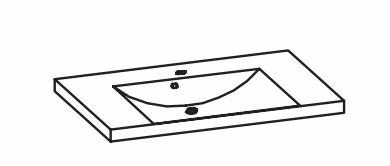 980.767404 Mineralmarmor-Waschtisch / weiß / Breite 74 cm / Höhe 5 cm / Tiefe 45 cm
