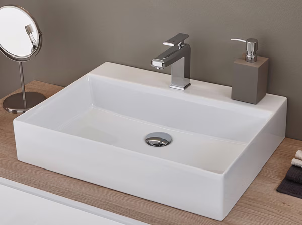 WTM48051 Keramik Aufsatzbecken / weiß / Breite 50 cm / Tiefe 45 cm / Höhe 13 cm