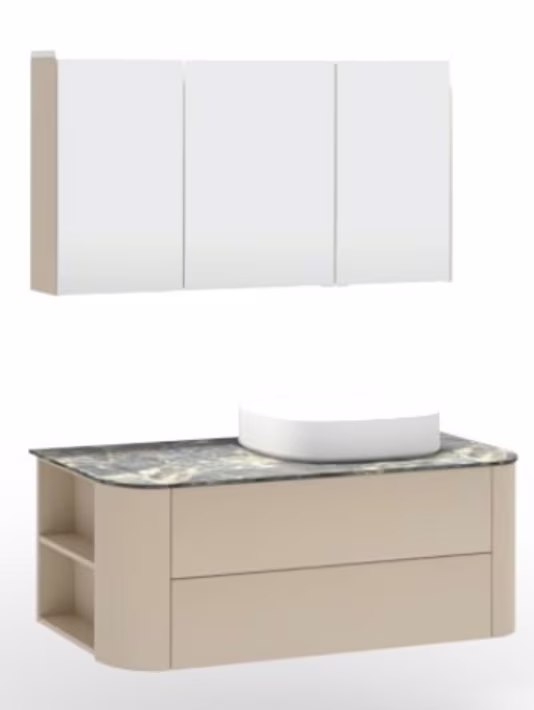 Puris Veluna Badmöbelset mit Keramikaufsatzwaschtisch - 130 cm - Ansicht 4