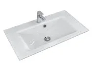 Glaswaschtisch optiwhite, mit Armaturbohrung und externem Überlauf - 1,5x61x46 cm