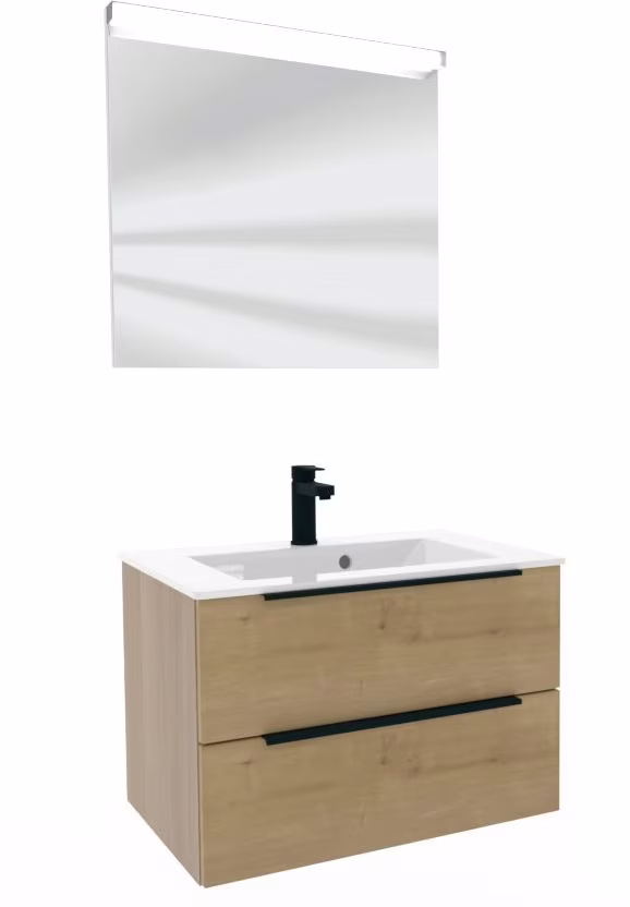 Puris Fresh Badmöbel Set mit Mineralmarmor- oder Glaswaschtisch - 70 cm - Ansicht 16
