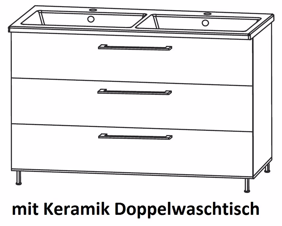 Puris Quada Waschtisch mit Unterschrank 120 cm breit SETQU2D1/2 mit Doppelwaschtisch - Ansicht 3