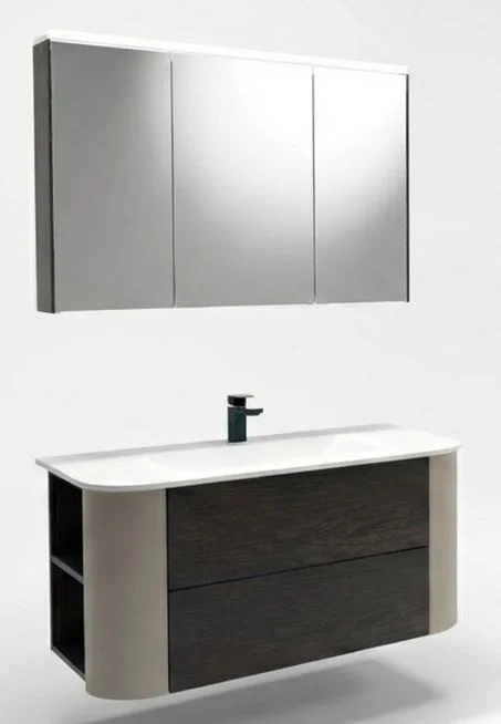 Puris Veluna Badmöbelset mit Stonepluswaschtisch und Spiegelschrank - 100 cm - Ansicht 4