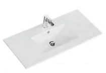 Keramikwaschtisch weiss glanz, mit Armaturbohrung und integriertem Überlauf - 1,5x101x46,5 cm