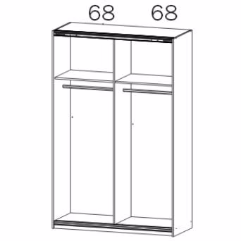 48K1 Breite 136 cm, 2 Schwebetüren je 69 cm