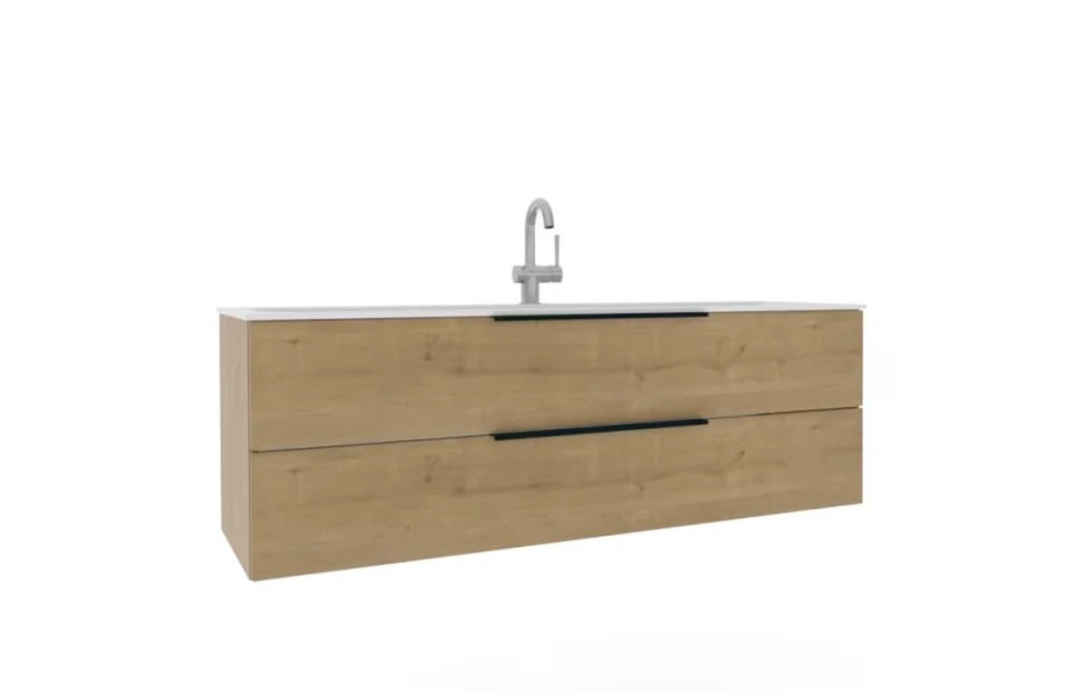 Puris Star Line Waschplatz 140 cm - mit Glaswaschtisch