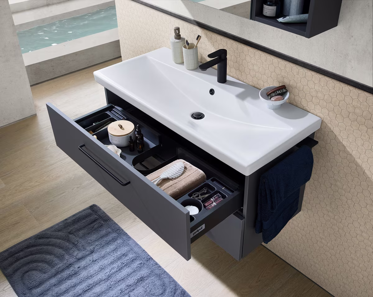 Pelipal 6090 Badmöbelset 100 cm - mit Spiegelschrank und Regal - Ansicht 6
