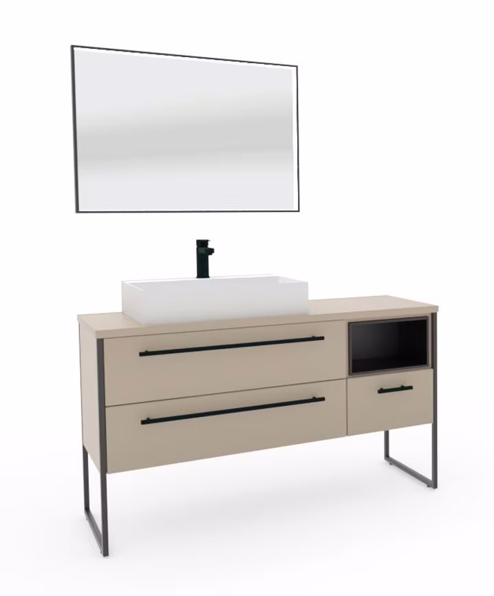 Puris Aspekt Badmöbel Set mit Regal - 130 cm - Ansicht 5
