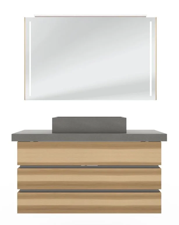 Thielemeyer Fresh Massivholz Badmöbelset mit Mineralstein-Aufsatzbecken - 122 cm - Ansicht 6