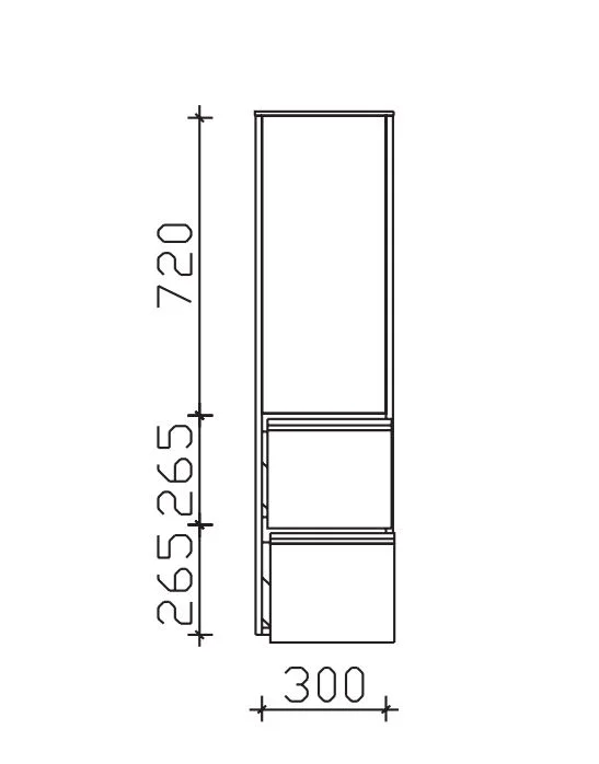Pelipal 6040 Bad-Midischrank mit 1 Drehtüre und 2 Auszügen / 33 cm MLL513033 - Ansicht 2