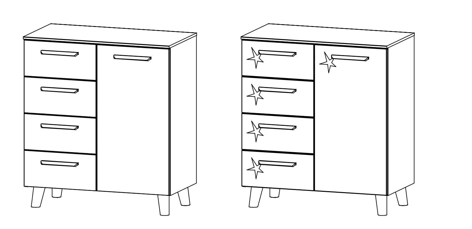 Rauch Select Mavi Extra / Kommoden-Varianten / Füße Wildeiche massiv - 90 cm hoch - Ansicht 5
