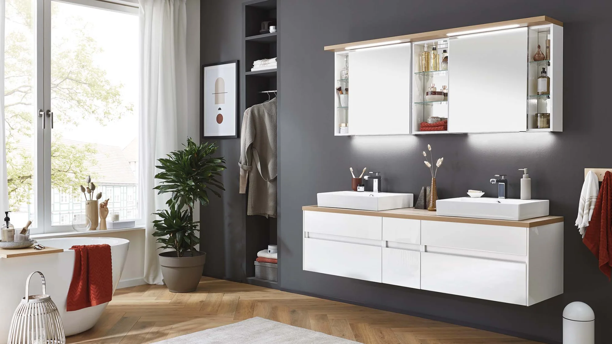 Puris Unique Badmöbel Set 172 cm breit mit Spiegelschrank - Ansicht 3