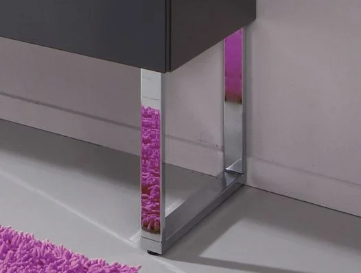 mit Fuß-Set (2er Set) - 2x PZ 11221 für Waschtischunterschrank. H: 34,2 cm / B: 4 cm / T: 46 cm. Hinweis: Schränke müssen aufgrund der Kippsicherung zusätzlich wandhängend montiert werden.