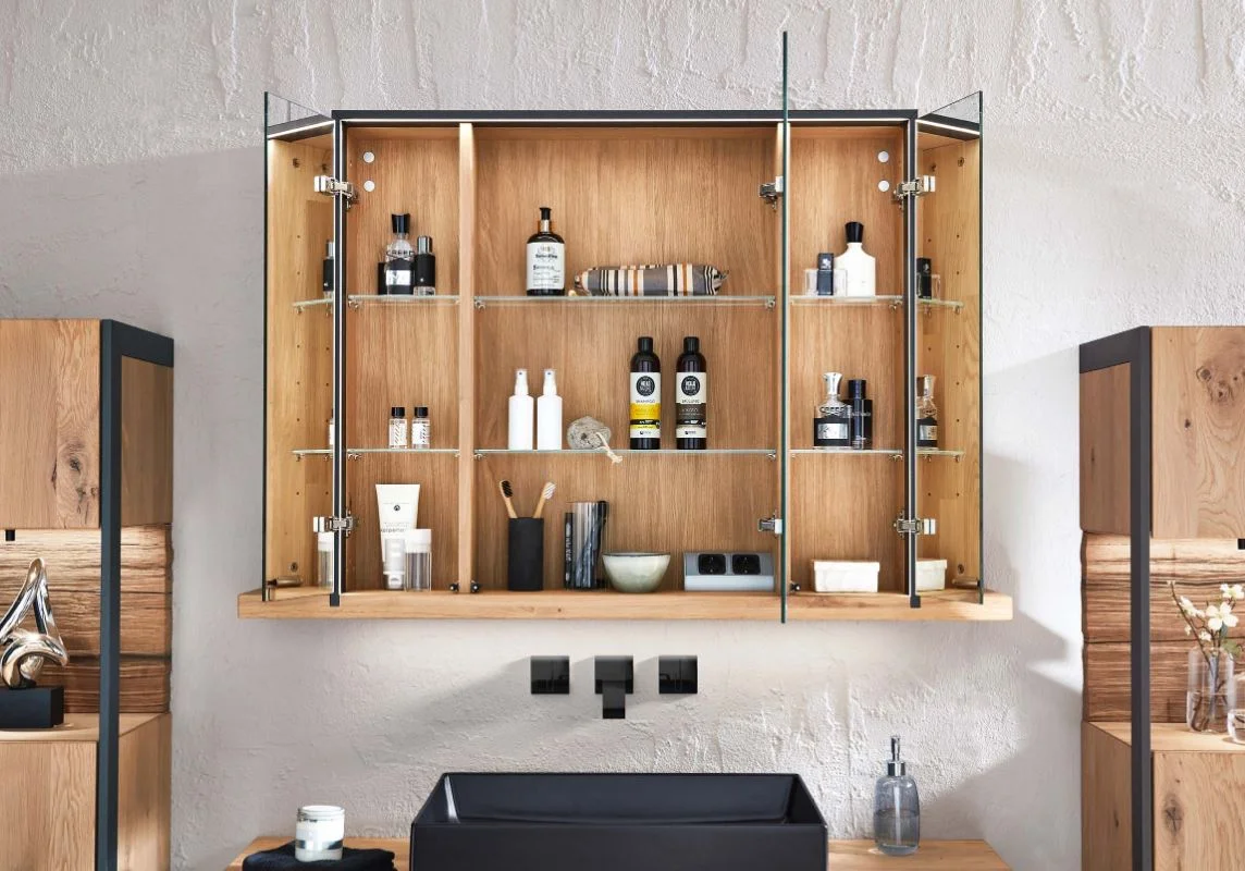 Thielemeyer Steel Massivholz Badmöbelset - 125,5 cm / Variante 8 / 5-teilig - Ansicht 2