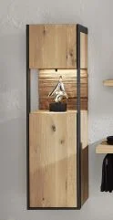 830744 - Hängeschrank Anschlag links - 2-türig, 1 offenes Fach, Rückwand Spaltholz - 38,4x134,4x33,1 cm