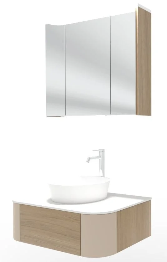 Puris Veluna Badmöbelset mit Aufsatzwaschtisch und Spiegelschrank - 80 cm - Ansicht 2