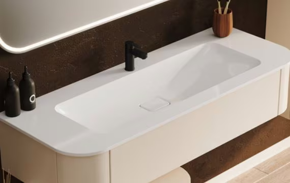 Puris Veluna Badmöbelset mit Stonepluswaschtisch und 2 Unterschränken - 130 cm - Ansicht 5