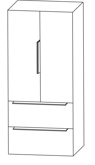 Puris Aspekt Mittelschrank mit 2 Drehtüren / 2 Auszügen und Ablageplatte - Ansicht 2