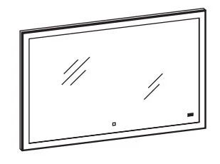 980.831122 Flächenspiegel mit LED-Umrandung / Touchsensor + Uhr / Breite 110 cm / Höhe 70 cm / Tiefe 3 cm