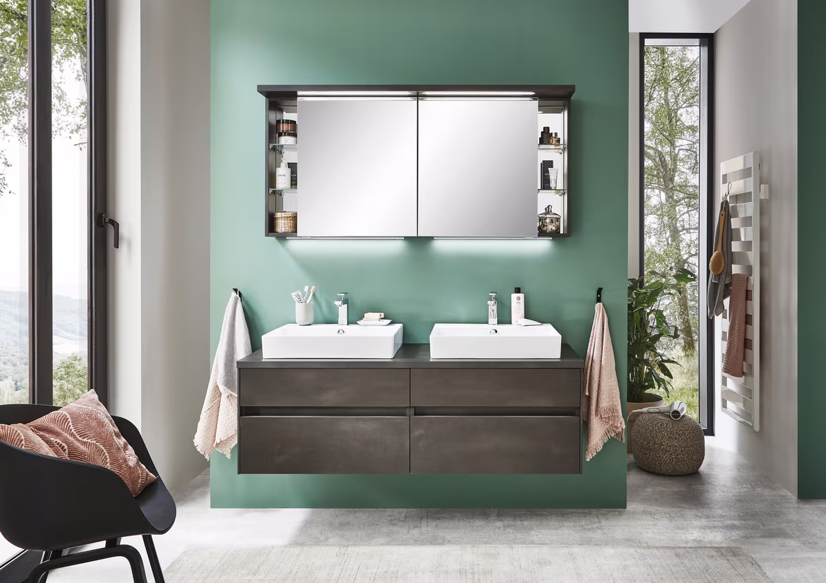 Puris Unique Badmöbel Set 142 cm mit Spiegelschrank - Ansicht 2
