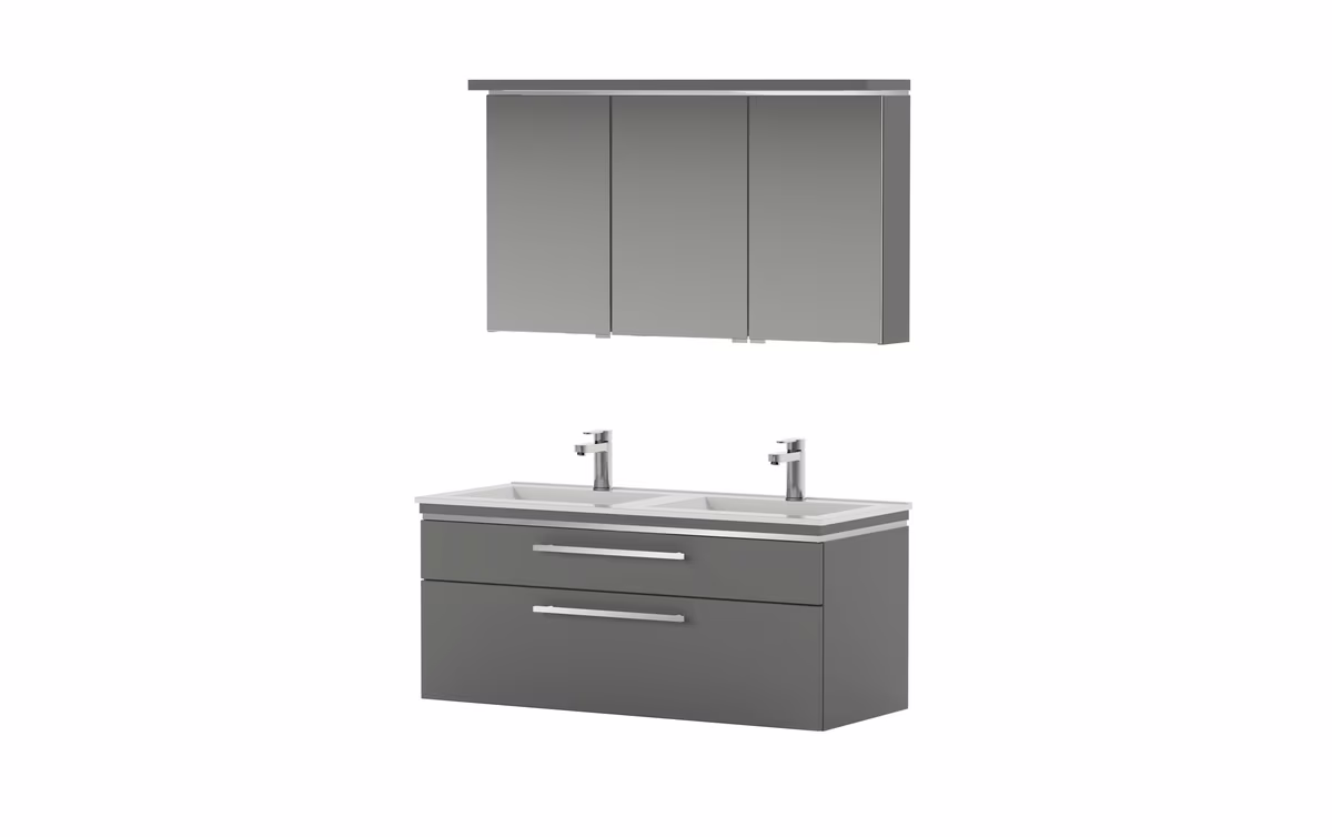 Puris Cool Line Badmöbelset mit Doppelwaschtisch 120 cm - mit Spiegelschrank Serie B - Ansicht 5