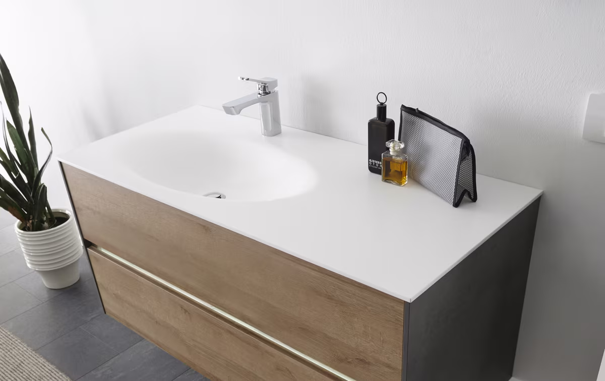 Calmo Waschtischkombination Stilaro 113 cm breit - Becken Links - Ansicht 2