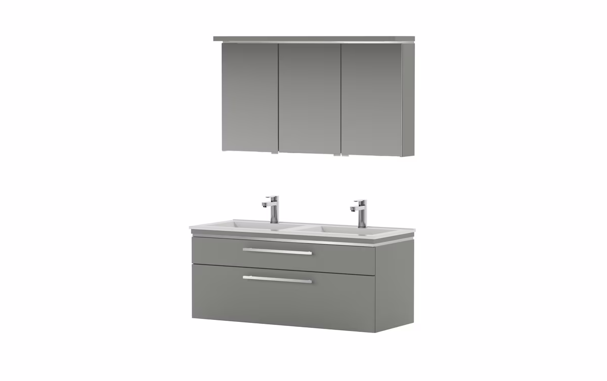 Puris Cool Line Badmöbelset mit Doppelwaschtisch 120 cm - mit Spiegelschrank Serie B - Ansicht 6