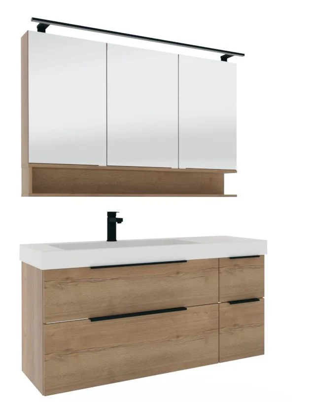 Puris c!mano Badmöbel Set - 120 cm Ablagefläche rechts