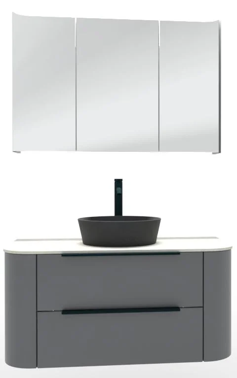 Puris Veluna Badmöbelset mit Aufsatzwaschtisch und Spiegelschrank - 100 cm - Ansicht 6