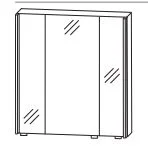 S2A531003 Spiegelschrank Serie C mit 3 Spiegeltüren auf Trägerplatte, 2 seitliche LED-Beleuchtungsprofile, inkl. Schalter und Steckdose - 15x100x80 cm