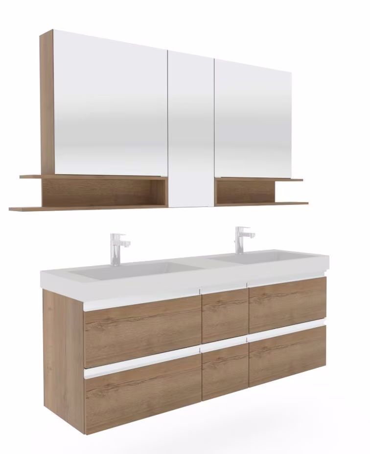 Puris c!puro Badmöbel Set mit Doppelwaschtisch - 150 cm