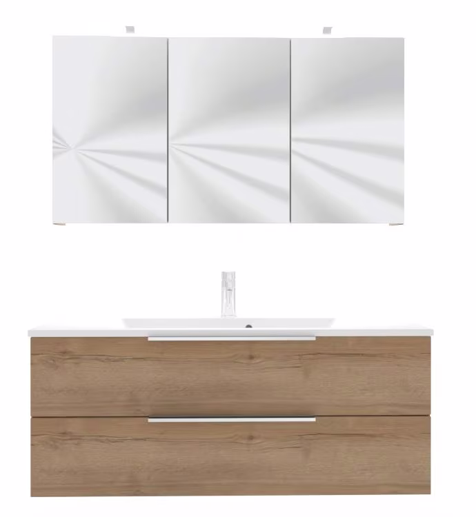 Puris Fresh Badmöbel Set mit Mineralmarmor- oder Glaswaschtisch - 120 cm - Ansicht 6