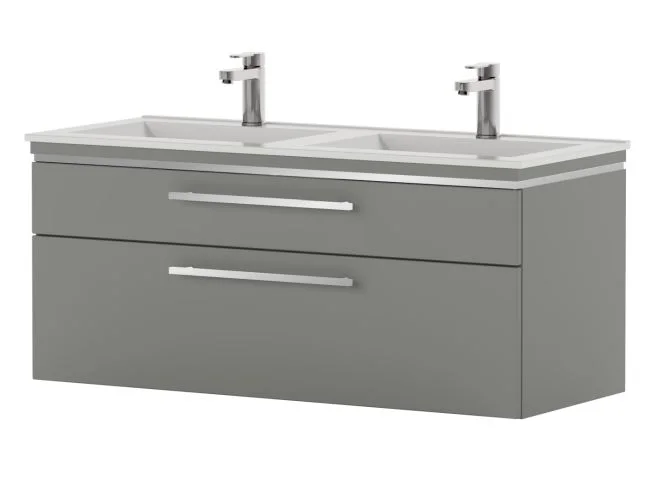 Puris Cool Line Doppelwaschtisch mit Unterschrank 122 cm breit - Keramik