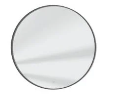 FSR558001 Flächenspiegel, rund, schwarzes Rahmenprofil, umlaufende LED Beleuchtung im Rahmen,  Lichtfarbe in drei Stufen einstellbar 15,1 Watt / 1645 Lumen / 2700, 4500, 6500 Kelvin 1 LED-Converter 30 Watt 1 Sensor für Emotion-Beleuchtung und Spiegelheizu
