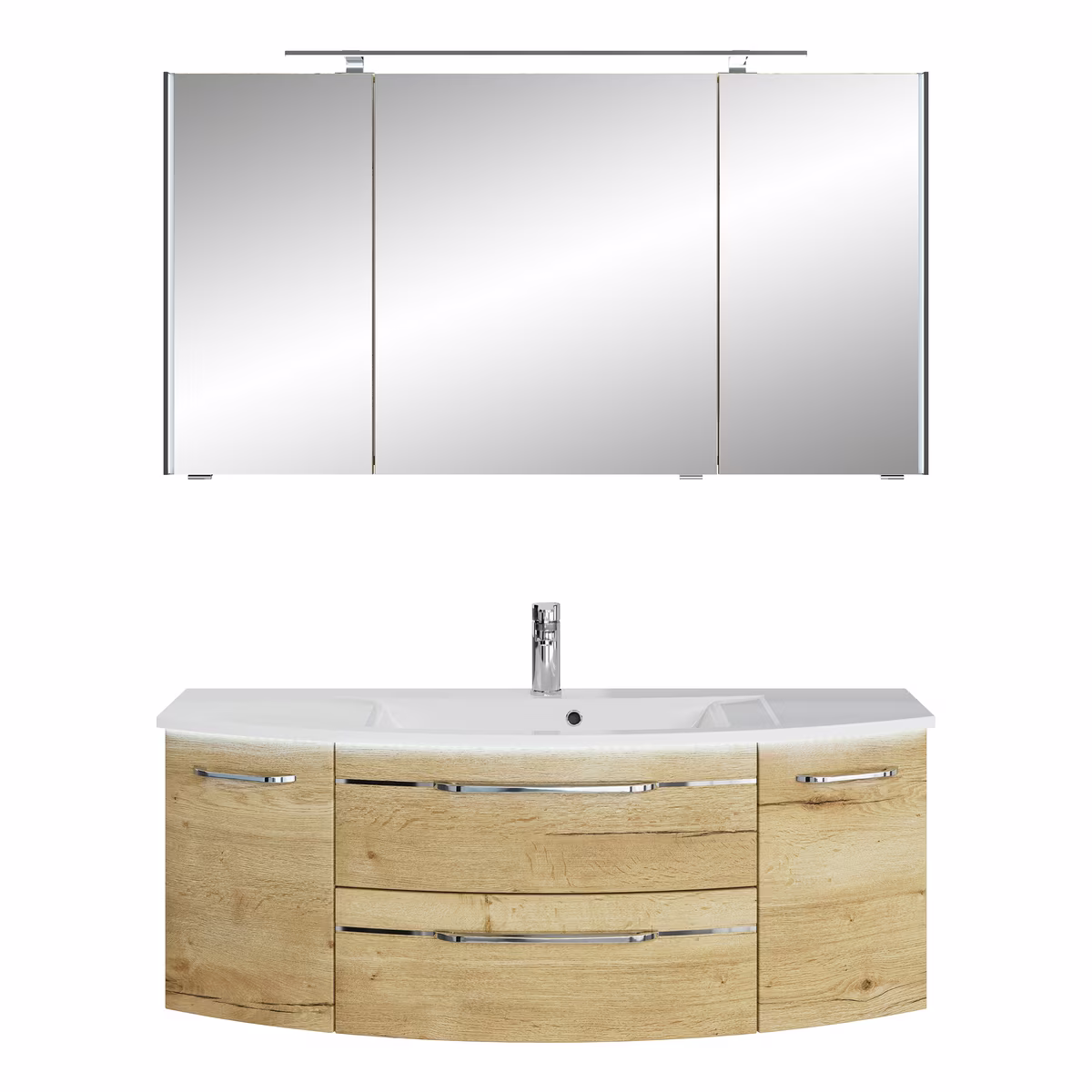 Pelipal 7045 Badmöbel Kombination 130 cm - mit Einzelwaschtisch mit Spiegelschrank - Ansicht 2