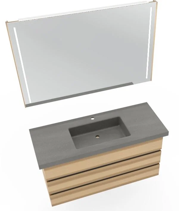 Thielemeyer Fresh Massivholz Badmöbelset mit Mineralsteinwaschtisch - 122 cm - Ansicht 8