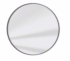FSR558001 Flächenspiegel, rund, schwarzes Rahmenprofil, umlaufende LED Beleuchtung im Rahmen,  Lichtfarbe in drei Stufen einstellbar 15,1 Watt / 1645 Lumen / 2700, 4500, 6500 Kelvin 1 LED-Converter 30 Watt 1 Sensor für Emotion-Beleuchtung und Spiegelheizu