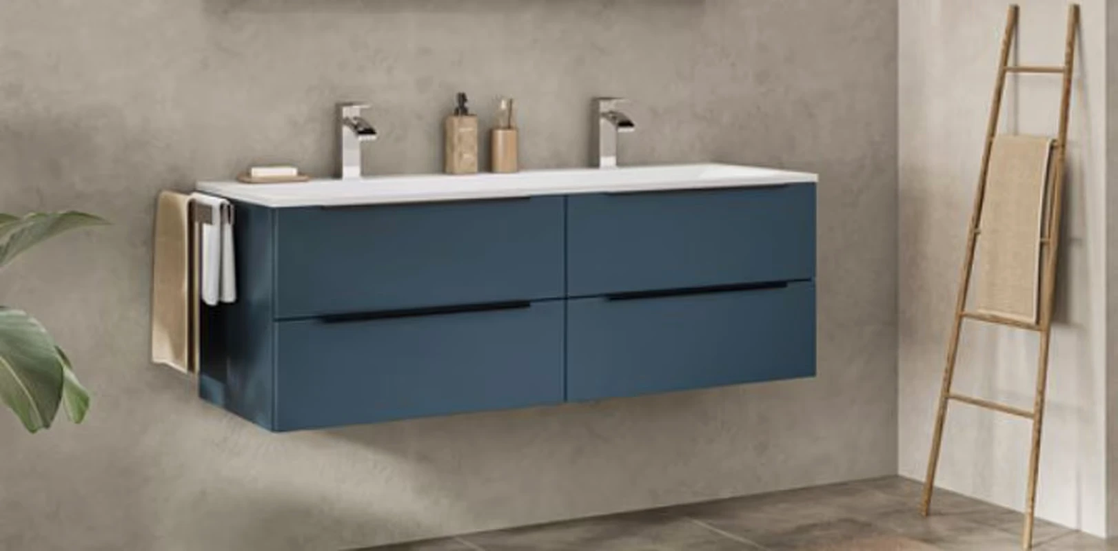 Puris Star Line Waschplatz 160 cm - für einen Doppel-Glaswaschtisch