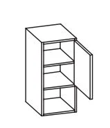 350.043231 Wandschrank / 1 Drehtüre / 1 Nische / 1 Einlegeboden / Breite 33 cm / Höhe 68 cm / Tiefe 28 cm