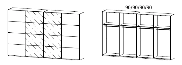Rauch Oragen Belus Plus - Schwebetürenschrank Dekorfarben / Front Absetzung Glas - Ansicht 9