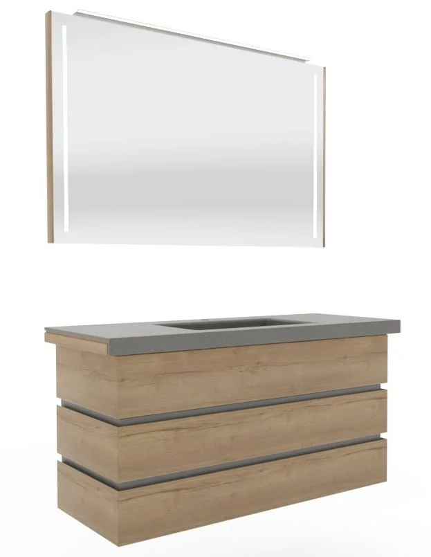 Thielemeyer Fresh Massivholz Badmöbelset mit Mineralsteinwaschtisch - 122 cm - Ansicht 2