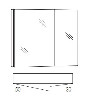 SADA8L Spiegelschrank, 2 Spiegeltüren mit Innenspiegel, 2 Glasböden, inkl. Schalter und Steckdose, seitliche LED Beleuchtung - Maße: 80x70,3x17 cm