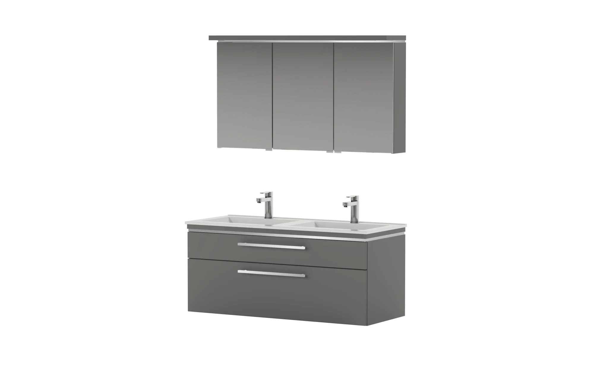 Puris Cool Line Badmöbelset mit Doppelwaschtisch 120 cm - mit Spiegelschrank Serie B - Ansicht 5
