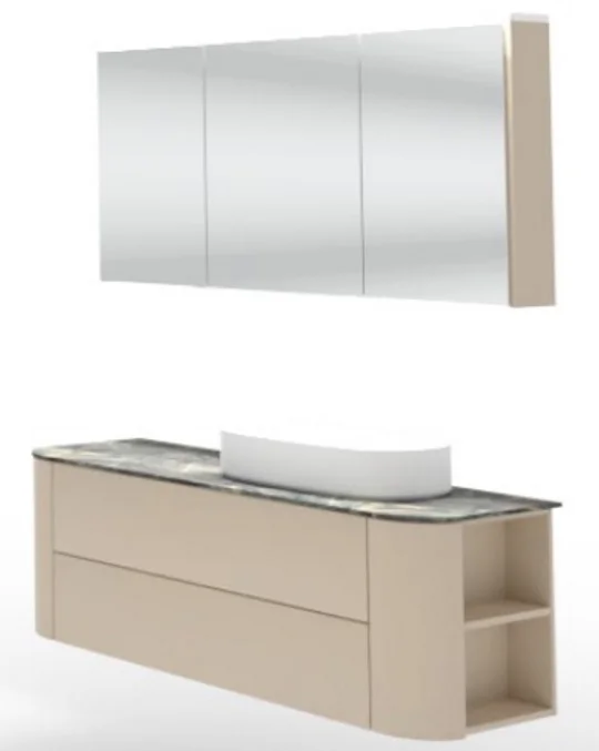 Puris Veluna Badmöbelset mit Keramikaufsatzwaschtisch - 130 cm - Ansicht 5